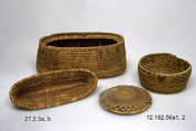 Cylindrical Basket and Lid, Palm fiber, split reed (?)
